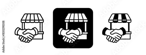 Fair Trade  Solid color and black line drawing vector illustration set