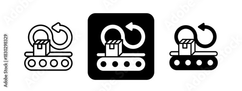 Responsible Production  Solid color and black line drawing vector illustration set