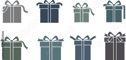 Christmas gift boxes set isolated on transparent background