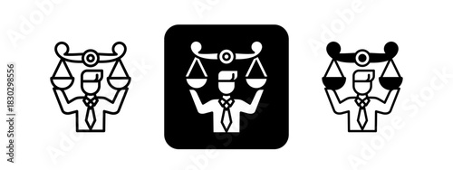 Ethics  Solid color and black line drawing vector illustration set