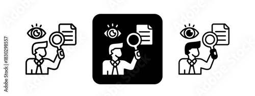 Oversight  Solid color and black line drawing vector illustration set