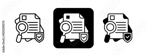 Policy  Solid color and black line drawing vector illustration set