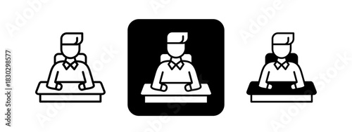 Chairman  Solid color and black line drawing vector illustration set