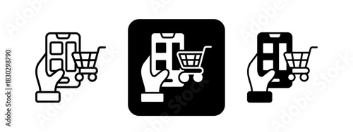 Virtual  Solid color and black line drawing vector illustration set