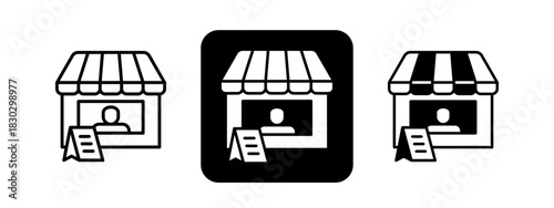 Vendor  Solid color and black line drawing vector illustration set