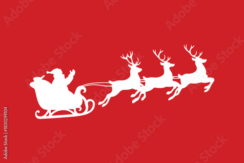 silhouette of santa sleigh with raindeers