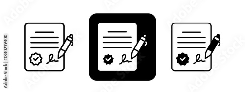 Signature  Solid color and black line drawing vector illustration set