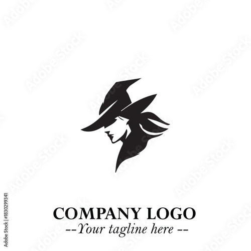 Mystical Black Witch Logo Symbol on White Background for Modern Magical Branding Design Effects