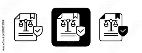 Legal Document  Solid color and black line drawing vector illustration set
