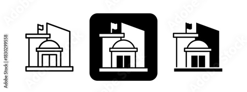 Embassy  Solid color and black line drawing vector illustration set