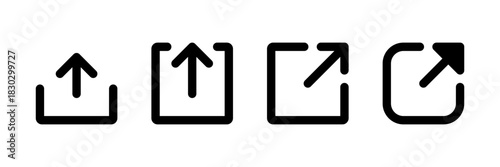 export, share icon arrow symbol, external link icon open in new window or tab symbol. links sharing icons in line, outline, and solid styles	