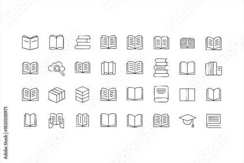 Education and Book Line Icons for Study Apps, Learning Platforms, and Library UI