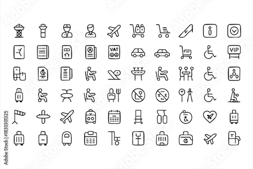 Travel and Flight Symbols for Airline Interfaces, Transit Services, and Navigation Tools