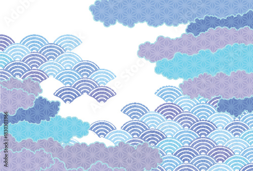 和柄　青　模様　背景