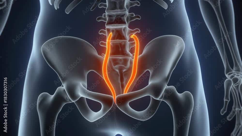 3D Medical Animation Showing the Human Lumbar Spine and Pelvis with ...