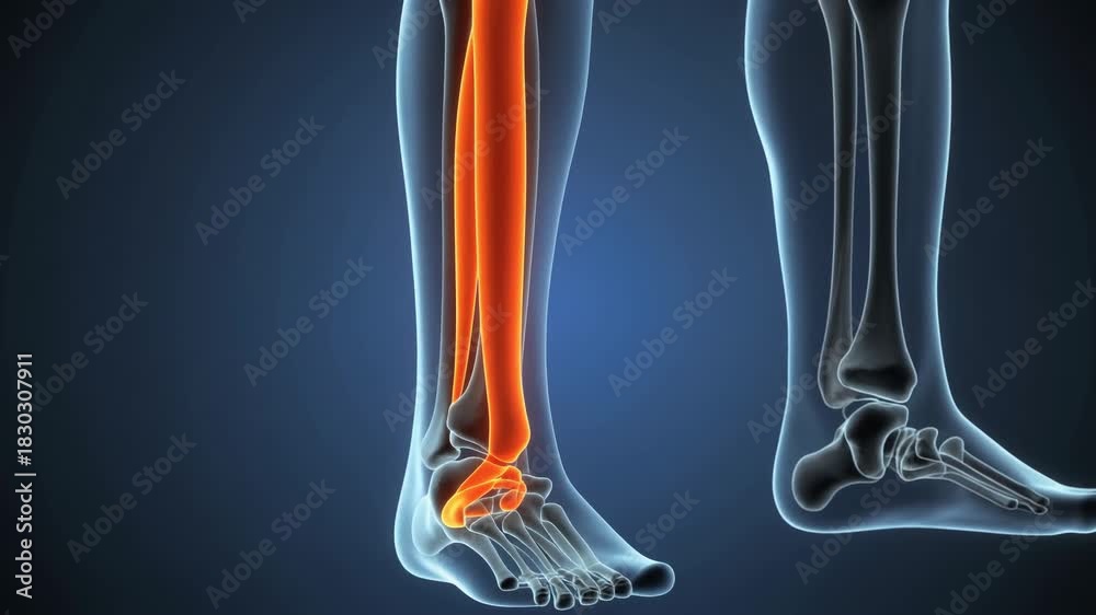 Tibia Animation Anatomical 3D Animation Illustrating the Tibia and Fibula Bones in the ...