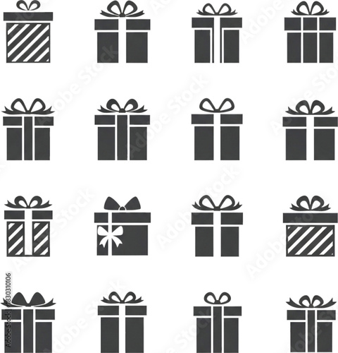  set of vector gift boxes with bows and ribbons for Christmas, birthday, and holiday celebration decoration