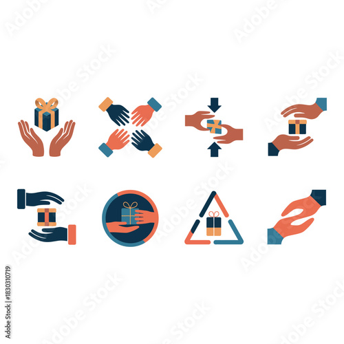 Diverse hands offering and receiving gifts symbolizing generosity and connection