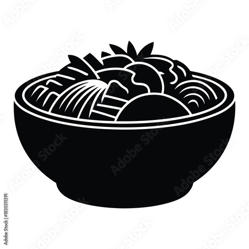 Stone pot dolsot bibimbap Vector, Silhouette, Illustration