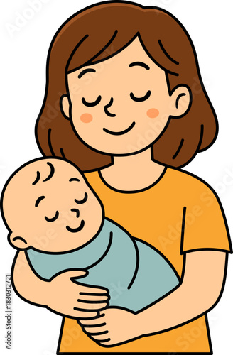 Mother carrying her child