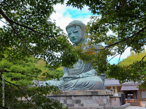 Kotoku-in, a Buddhist temple known for a monumental, outdoor bronze statue of the Buddha in Kamakura, Kanagawa, Japan