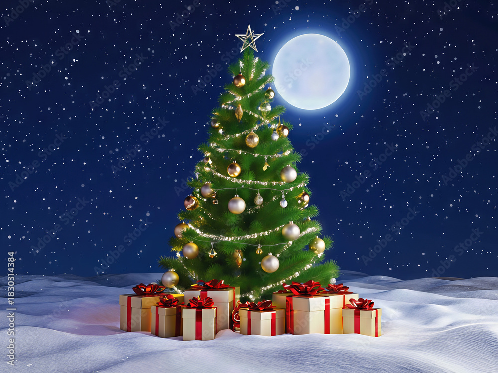 Obraz premium christmas tree with gift boxes