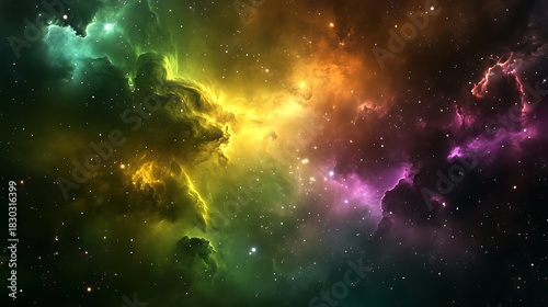 Brilliant cosmic gas clouds illuminate deep space with myriad distant stellar points