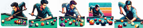 vector image of a man playing billiards on a white background