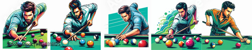 vector image of a man playing billiards on a white background