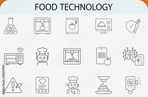 food technology line icon set, modern agriculture science vector design