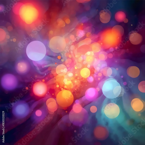 Chromatic Symphony of Light: An abstract composition, a radiant dance of vibrant hues and luminous spheres, evoking a sense of wonder and enchantment.