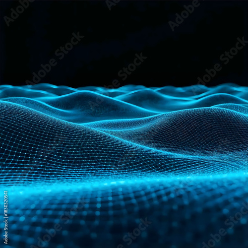 Digital Oceanic Waves: A mesmerizing display of a digital wave with luminous dots. The image evokes a sense of vastness and technological elegance, ideal for representing the digital world.