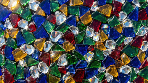 Colorful Glass Stones: A collection of various colorful glass stones, each one reflecting light and forming a radiant tapestry of color and texture.