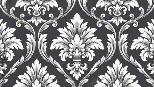 Floral Ornament Wallpaper: An exquisite, ornate wallpaper design featuring intricate floral motifs. The elegant pattern showcases a sophisticated and timeless aesthetic.