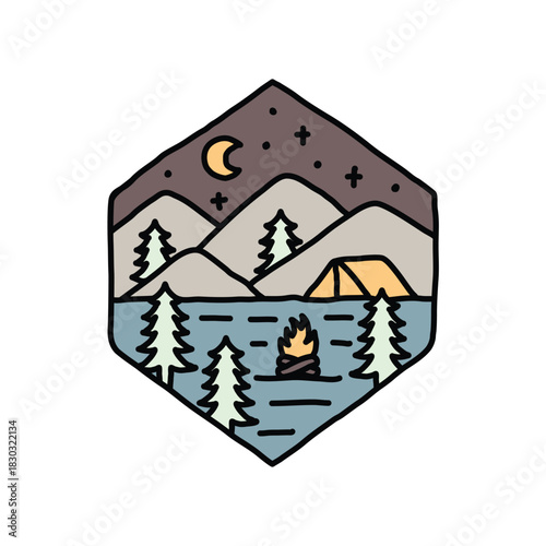 Camping and bonfire graphic illustration vector art t-shirt design