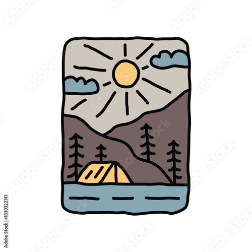 Camping and mountain graphic illustration vector art t-shirt design
