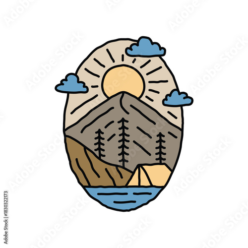 Camping and hiking illustration vector art t-shirt design