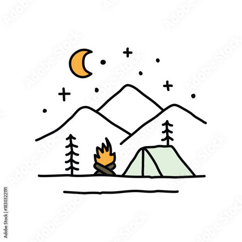 Campfire graphic illustration vector art t-shirt design
