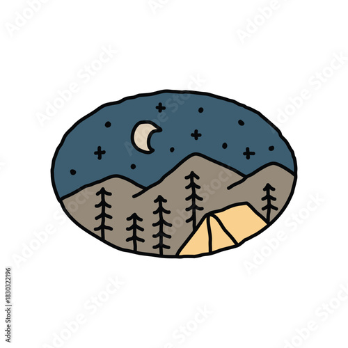 Camping and quiet nature graphic illustration vector art t-shirt design