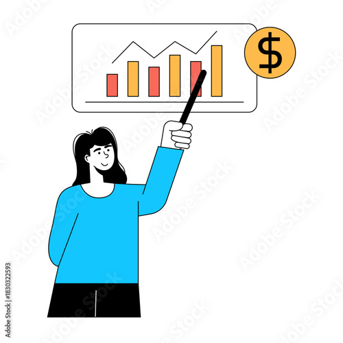 Digital Business Woman Concept Illustration