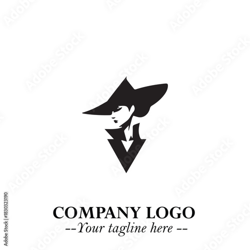Mystical Black Witch Logo Symbol on White Background for Modern Magical Branding Design Effects