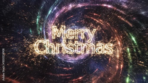 Merry Christmas Festive Celebration with Colorful Light Trails.