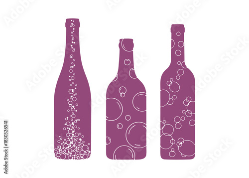 A drawing of three simple bottles with bubble designs in a line art style, highlighting the contrast in their design and simplicity. Perfect for themes related to drinks, design, and minimalism.

