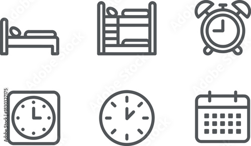 Set of outline icons about hotel isolated on