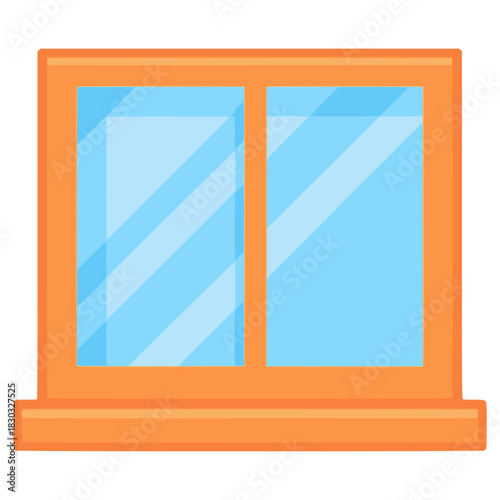 Wooden frame window furniture decoration flat color vector illustration template design