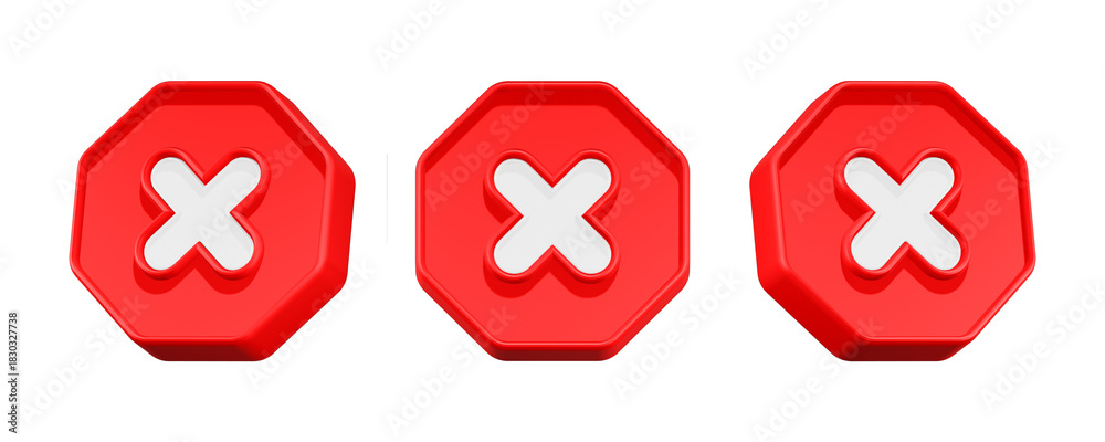Fototapeta premium 3d rendering cross mark red button