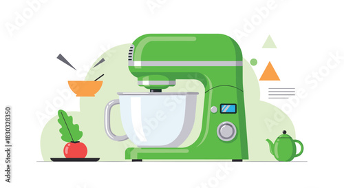 Green Kitchen Mixer - A Culinary Appliance for Baking and Cooking.