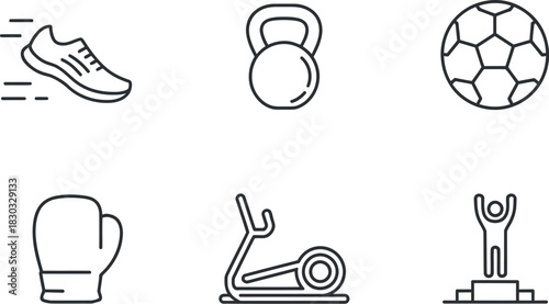 Fitness and exercise icons isolated on
