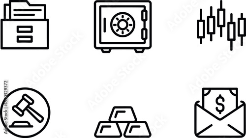 Finance and investment icons isolated on