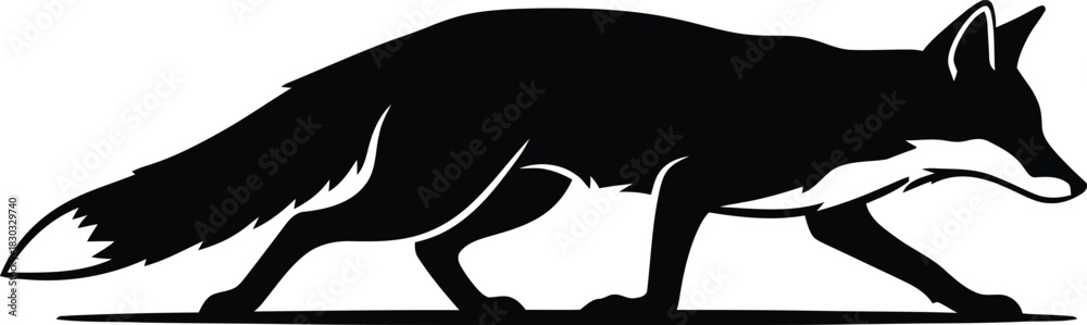 Fototapeta premium Fox silhouette illustration simple elegant design for various creative projects